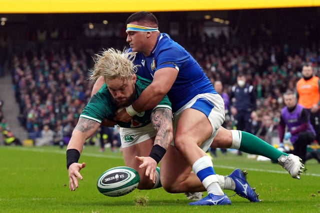 Andrew Porter, left, sustained an ankle problem against Italy