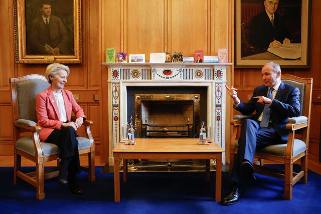 Ms von der Leyen and Mr  Martin at Government Buildings in Dublin