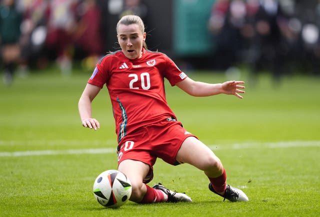 Wales’ Carrie Jones attempts a shot on goal during the UEFA Women’s Nations League, League A, Group A4 match at the Swansea Stadium. Picture date: Tuesday June 3, 2025.