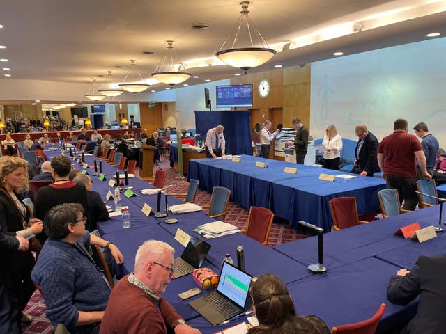 The count centre in the Seanad election at Leinster House in Dublin