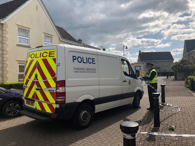 A police forensic vehicle on Springfield Drive, Calne after the murder of Ellie Gould (Claire Hayhurst/PA)