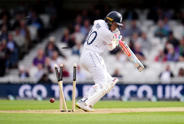 Ollie Pope is dismissed in the third Test against Sri Lanka