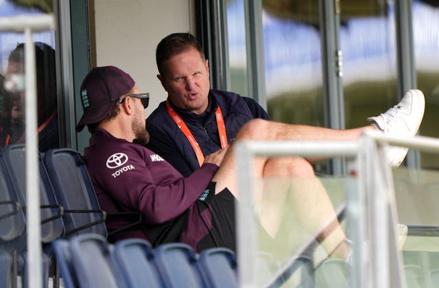Rob Key (right) in conversation with Brendon McCullum.