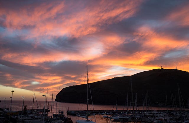 The sun setting in Tenerife in Spain