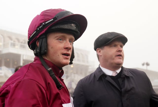 Trainer Gordon Elliott (right) with jockey Sam Ewing 