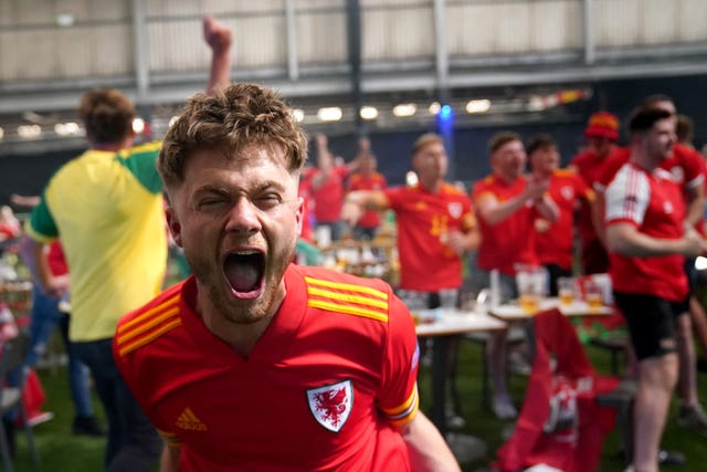 Fans watching Wales v Switzerland