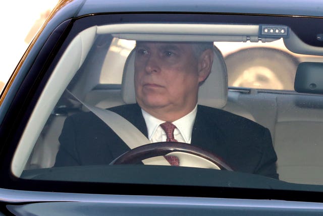 The Duke of York drives his Bentley into Buckingham Palace (Aaron Chown/PA)