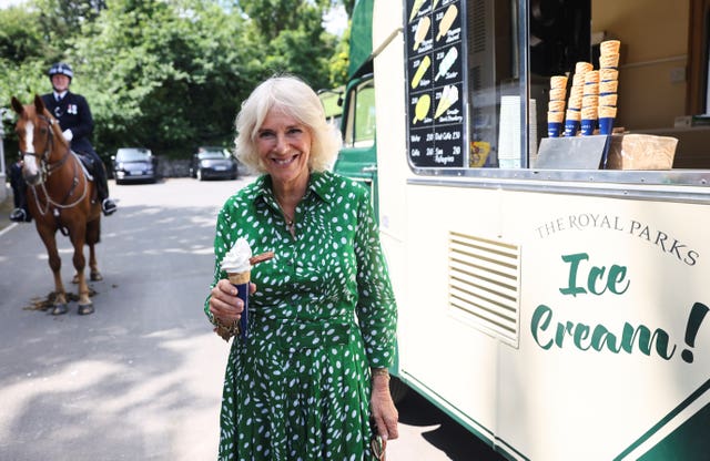 The Duchess of Cornwall with an ice cream