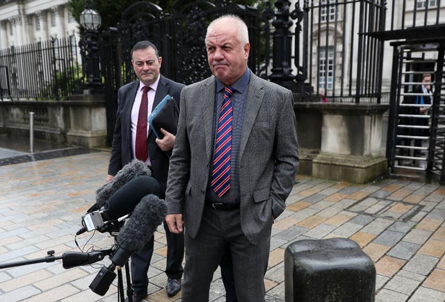 Victims' campaigner Raymond McCord outside the Royal Courts of Justice, Belfast, following the dismissal of his case that argued the Government’s Brexit strategy will damage the Northern Ireland peace process