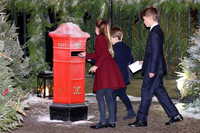 Princess Charlotte, Prince Louis and Prince George post letters ahead of the Royal Carols – Together At Christmas service (Chris Jackson/PA)