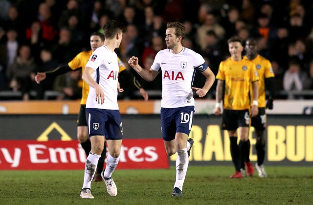 Harry Kane (right) rescued Tottenham at Newport