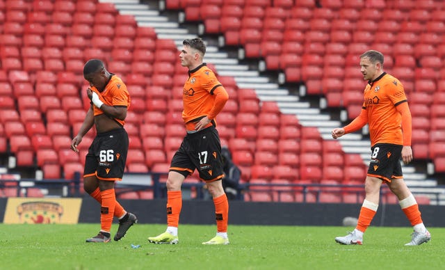 Dundee United players leave the field dejected