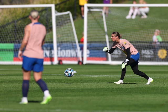 Mary Earps trains ahead of England's World Cup opener