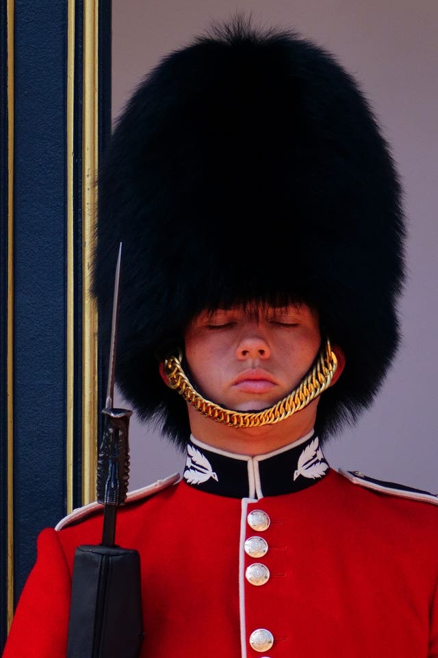 Ceremonial guards were temporarily withdrawn at midday during the hottest part of the day (Victoria Jones/PA)