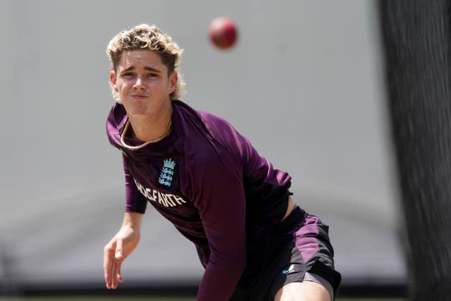 Jacob Bethell bowls in the nets
