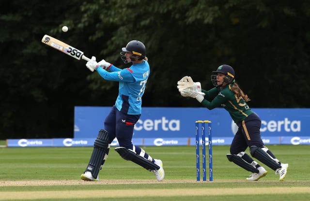 England's Freya Kemp hits out in an ODI against Ireland.