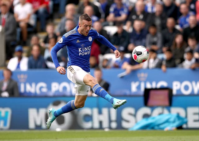 Leicester’s Jamie Vardy will come up against United on Saturday