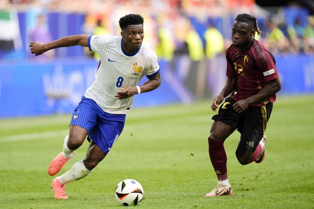France midfielder Aurelien Tchouameni in action at Euro 2024