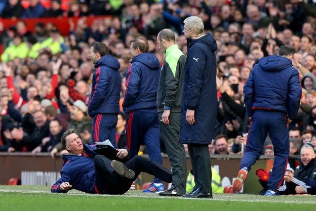 Louis Van Gaal made headlines with a theatrical fall