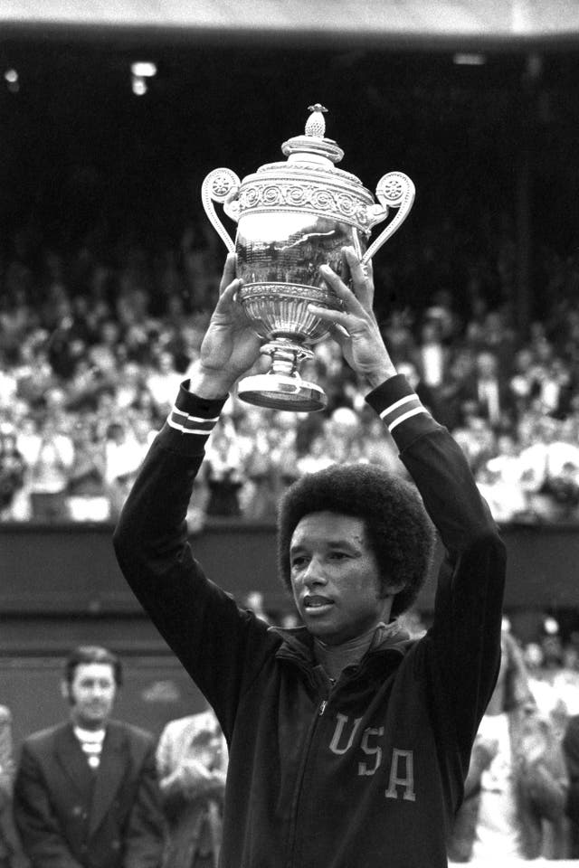Arthur Ashe lifted his first Wimbledon title in 1975