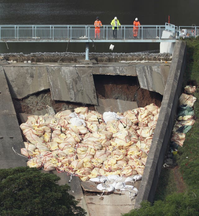 Collapsed dam wall