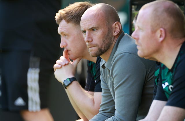 David Gray, centre, watches from the bench