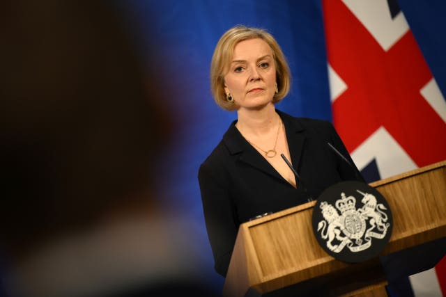 Prime Minister Liz Truss during a press conference in the briefing room at Downing Street, London