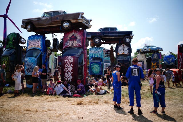 Carhenge at Glastonbury Festival in 2023 (Ben Birchall/PA)