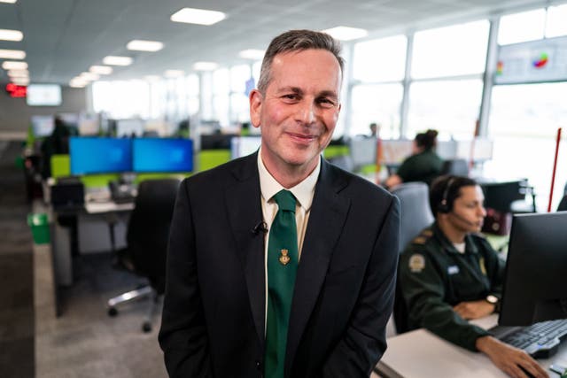 Daniel Elkeles, chief executive of the London Ambulance Service, speaks to the media at the LAS emergency operations centre in Newham, east London 
