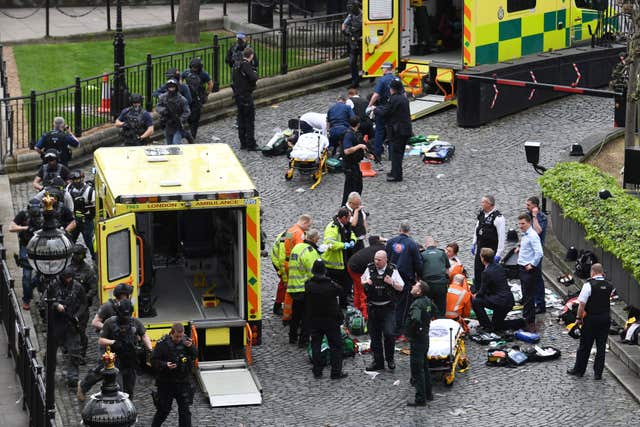 The scene of the attack outside the Palace of Westminster