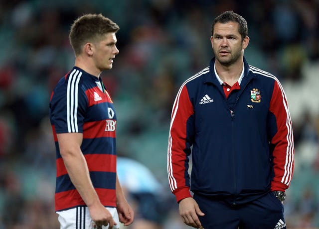 Owen Farrell, left, with father Andy Farrell during the 2013 British and Irish Lions tour