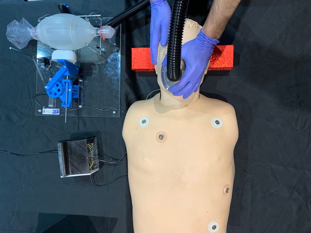 A ventilator being tested on a dummy (Glasgow University/PA)