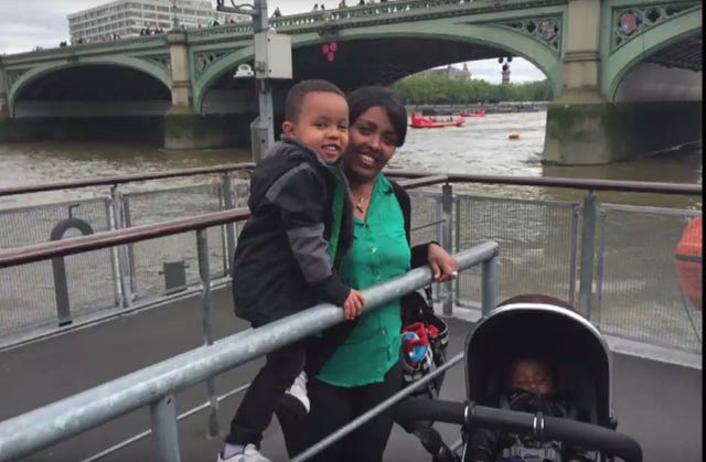 Genet Shawo with her son, Isaac Paulson (Grenfell Tower inquiry/PA)