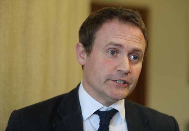 Tom Tugendhat speaking to the media