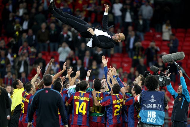 Guardiola won the Champions League for a second time as head coach of Barcelona when they beat Manchester United 3-1 in the final in 2011