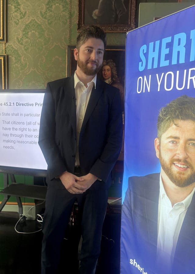 Presidential candidate Gareth Sheridan at the official launch of his campaign at The Shelbourne hotel in Dublin