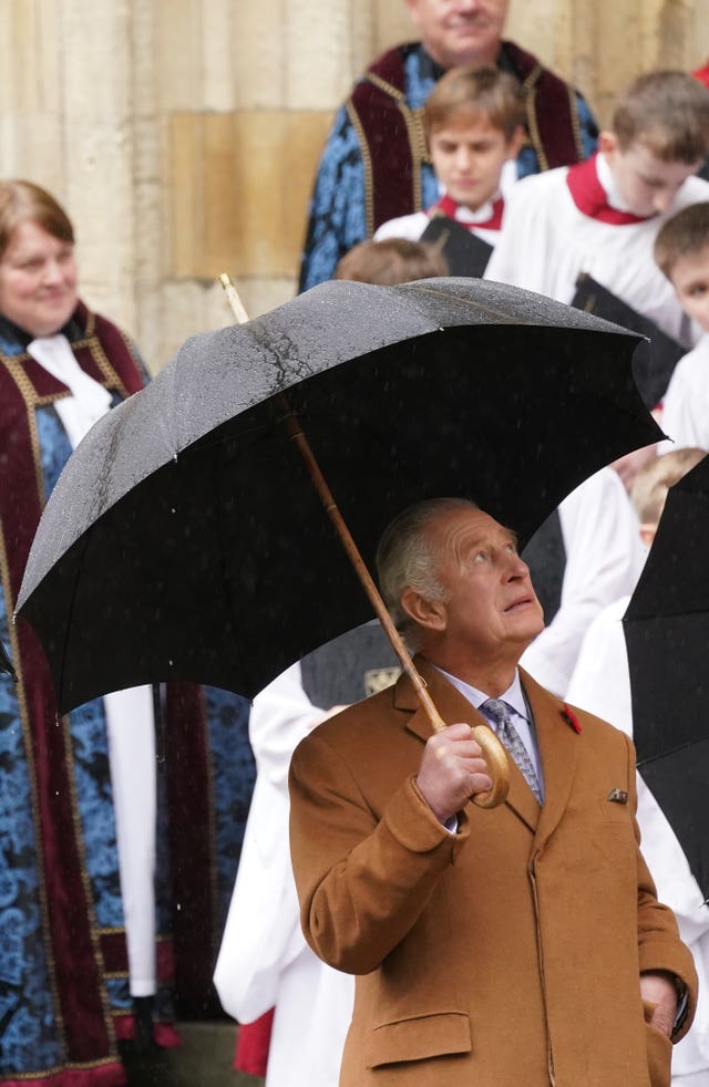 The King at the unveiling of a statue of his mother, Queen Elizabeth II, at York Minster