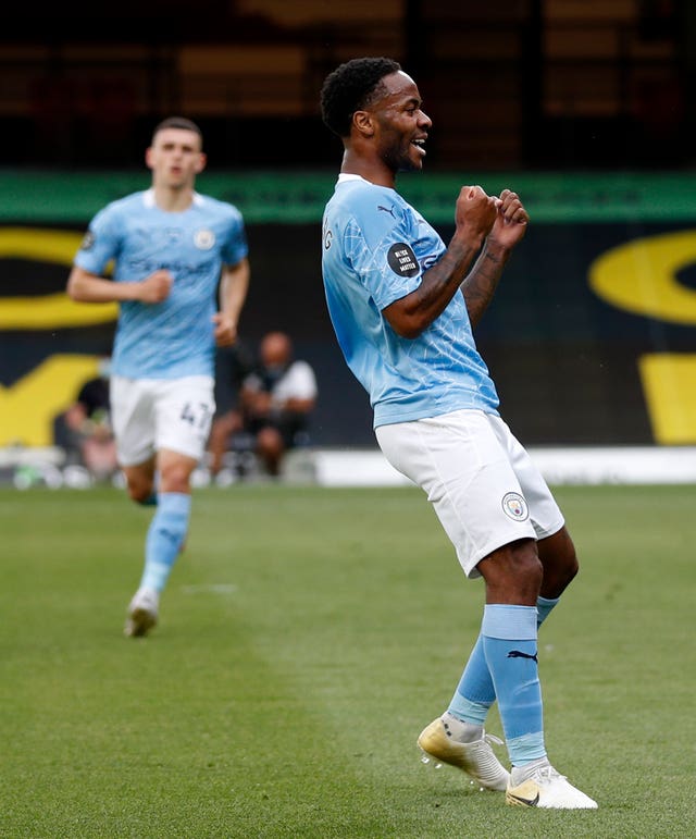 Raheem Sterling scored his 28th and 29th goals of the season for Manchester City in the victory at Watford