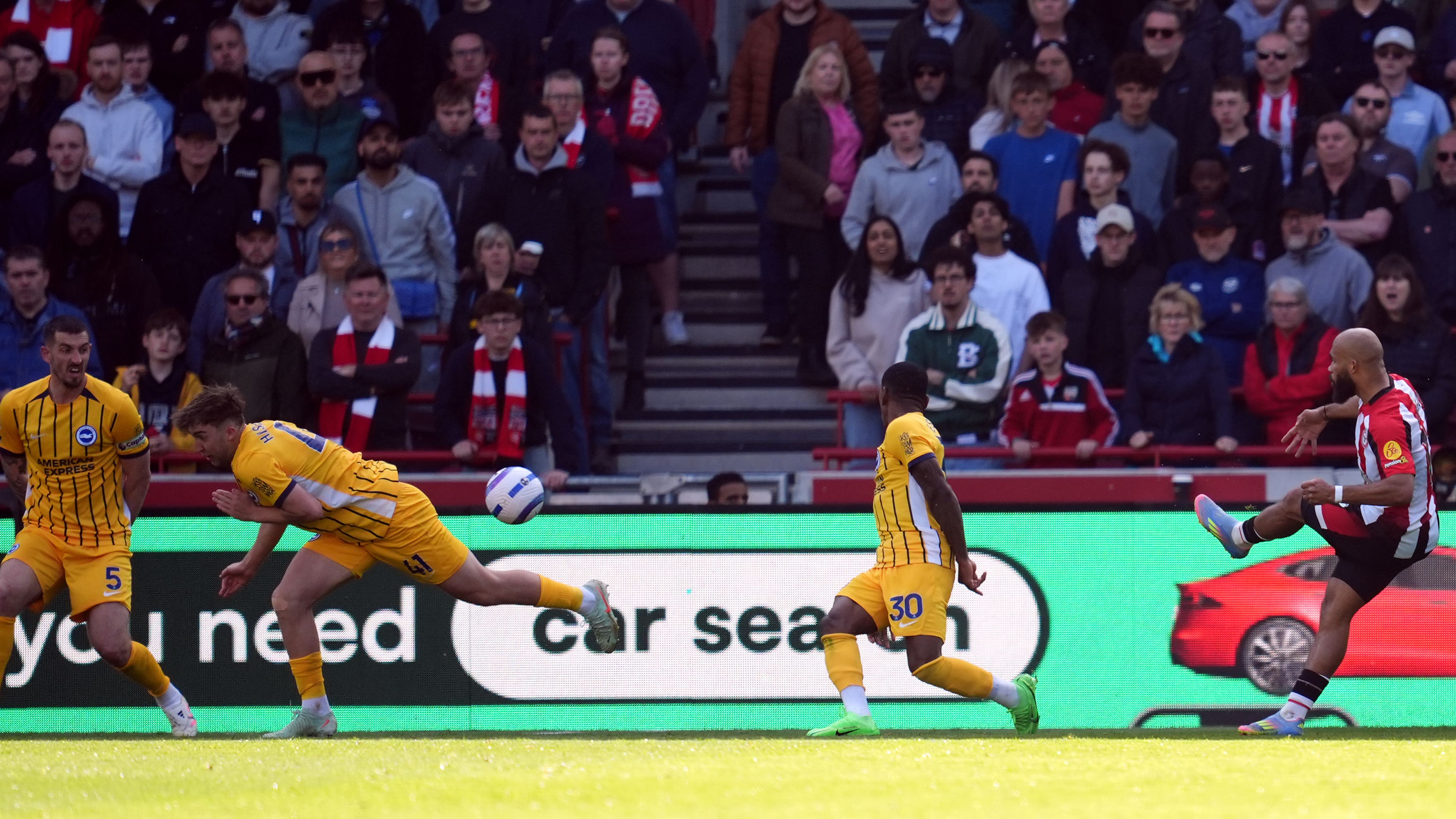 Bryan Mbeumo scored twice as Brentford beat Brighton (Adam Davy/PA)