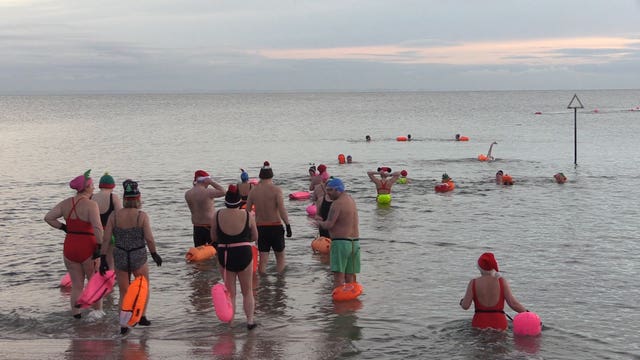 Christmas Day swimmers gather at Donaghadee