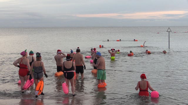 Christmas Day swimmers gather at Donaghadee