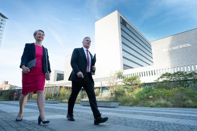 Labour leader Sir Keir Starmer and shadow home secretary Yvette Cooper at Europol in The Hague, Netherlands 