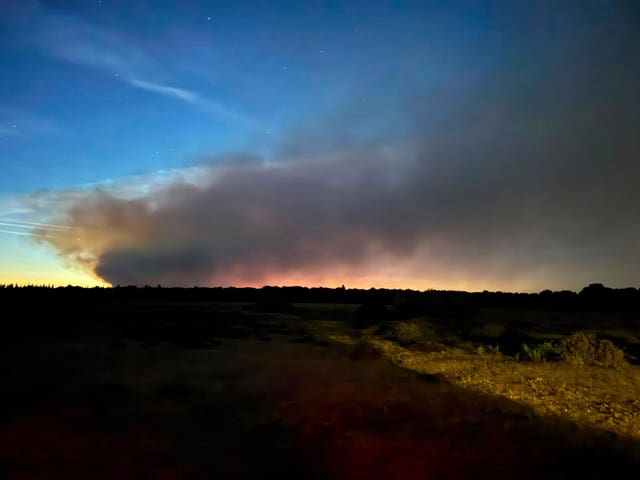 A major heathland blaze in the New Forest near Ringwood in Hampshire
