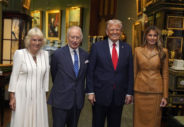 The King and Queen with US President Donald Trump and his wife, First Lady Melania Trump, at Windsor Castle in 2025