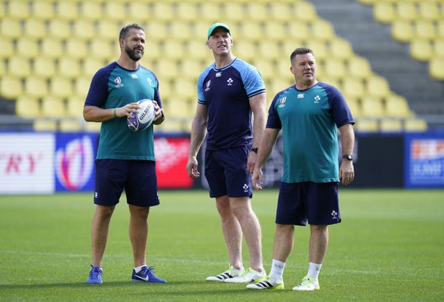 Scrum coach John Fogarty, right, offered a positive update on the injury issues in Ireland's squad