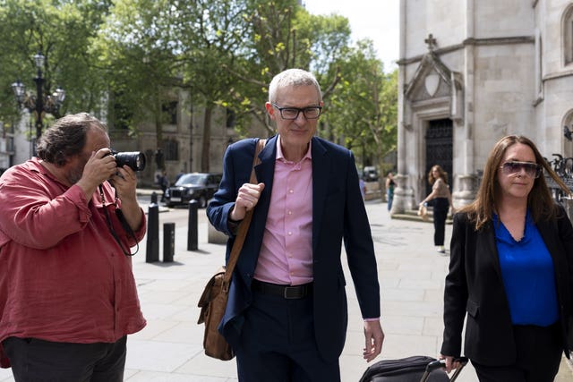 Jeremy Vine arrives at the Royal Courts of Justice in London