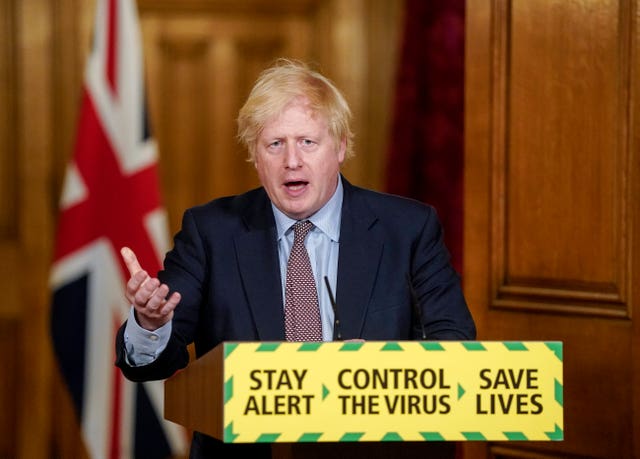 Boris Johnson during Wednesday's Downing Street press conference 