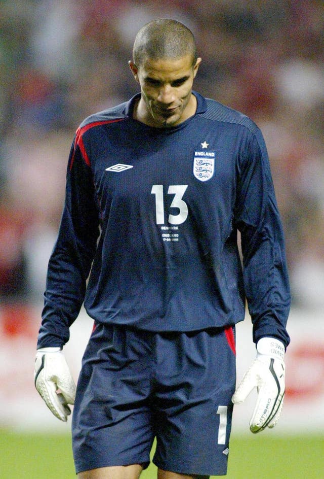 David James was beaten four times in Copenhagen as England suffered their biggest defeat in 25 years (Gareth Copley/PA).