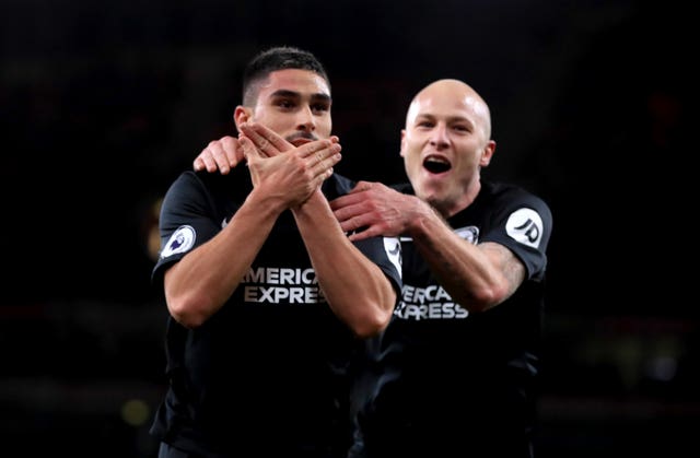Brighton's Neal Maupay (left) has scored in his last three games