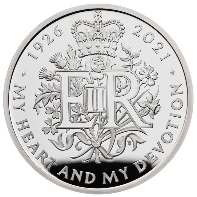 One of the new commemorative coins, 95 of which will be given to 95 people turning 95 years old, to celebrate the 95th birthday of the Queen this yea